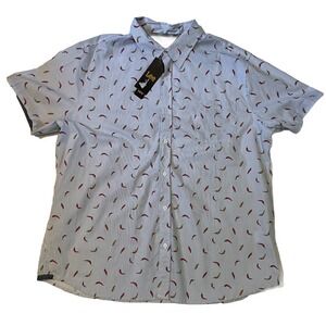 Lee Shirt Men's 2XL Chili Pepper‎ Print Blue Stripes Button Down Shirt New